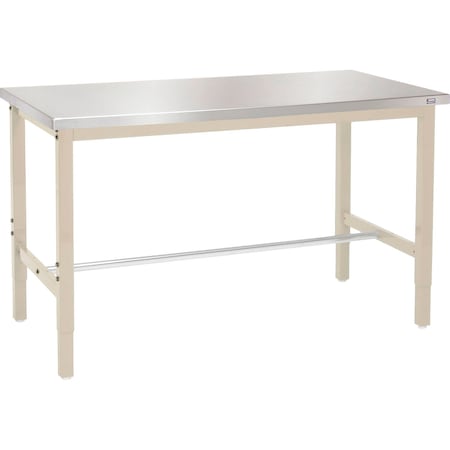 Global Industrial 60x30 Adj. Height Workbench Square Tube Leg, Stainless Steel Square Edge Tan 242262TN